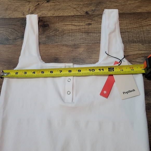 Popilush White Button Down Sleeveless Tummy Control Tank Top Bodysuit Size 5XL - Picture 8 of 10